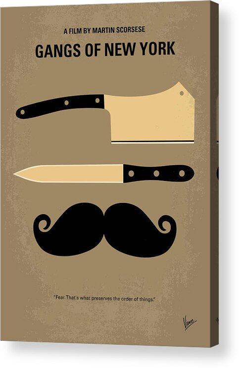 Gangs Of New York Acrylic Print featuring the digital art No195 My Gangs of New York minimal movie poster by Chungkong Art