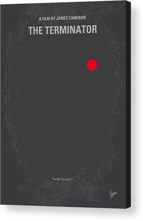 Director: James Cameron Acrylic Print featuring the digital art No199 My Terminator minimal movie poster by Chungkong Art