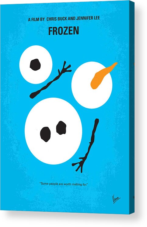 Frozen Acrylic Print featuring the digital art No396 My Frozen minimal movie poster by Chungkong Art