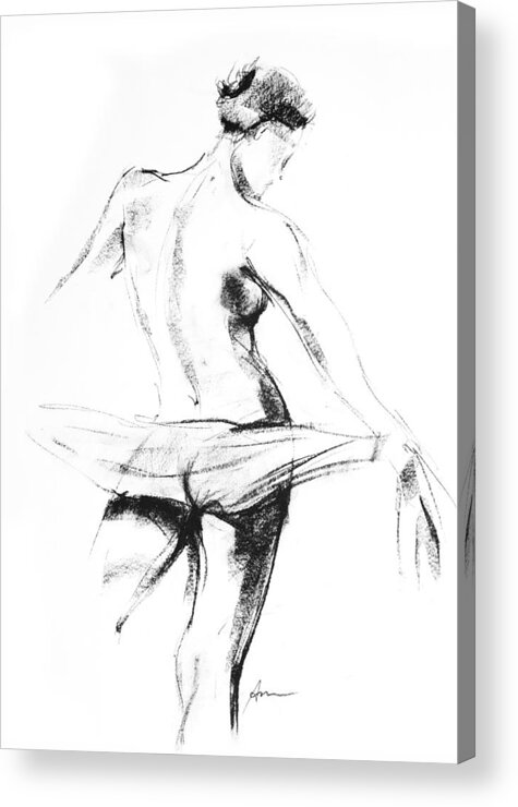 Nude Acrylic Print featuring the drawing Nude 007 by Ani Gallery