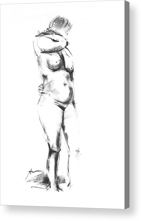 Nude Acrylic Print featuring the drawing Nude 008 by Ani Gallery