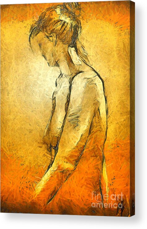  Nude Acrylic Print featuring the painting Nude VIII by Dragica Micki Fortuna