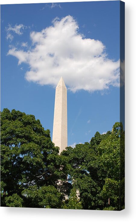 Washington Acrylic Print featuring the photograph Obelisk Rises Into the Clouds by Kenny Glover