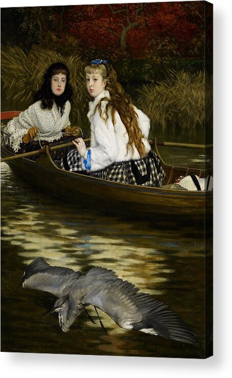 Tissot Acrylic Print featuring the painting On the Thames   A Heron by Tissot