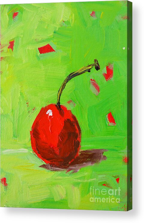 Cherry Acrylic Print featuring the painting One Cherry Modern Art by Patricia Awapara