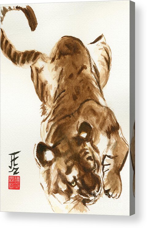 Tiger Acrylic Print featuring the painting Oriental Tiger by Sandy Linden