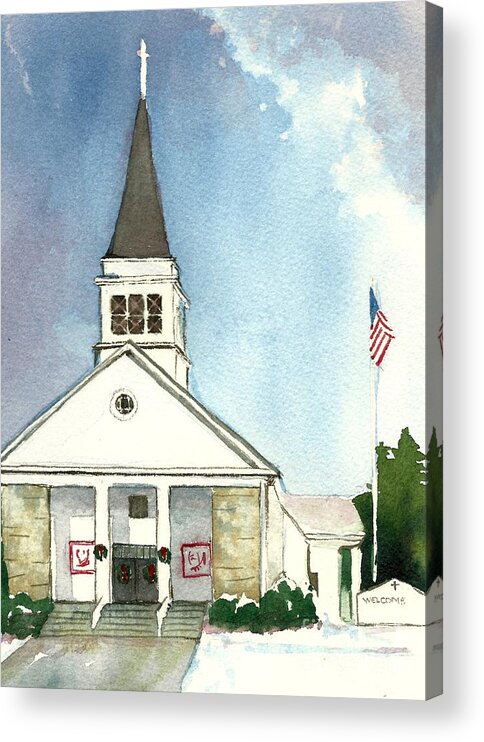 Church Acrylic Print featuring the painting Our Lady of Good Counsel West Boylston MA by Lynn Babineau