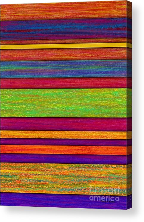 Colored Pencil Acrylic Print featuring the painting Overlay Stripes by David K Small