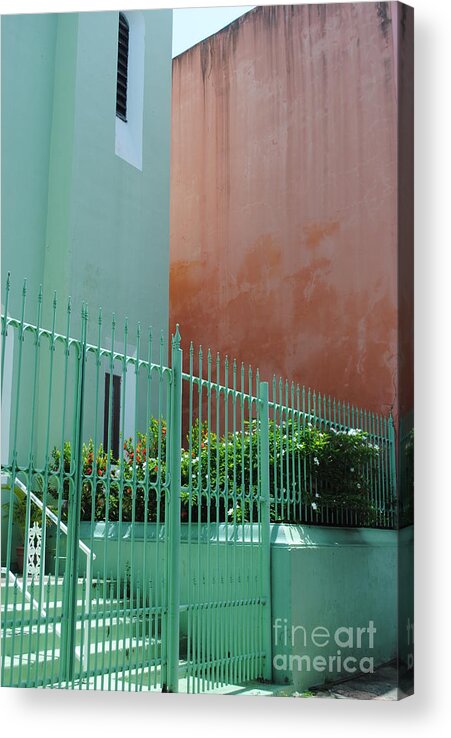 Architecture Acrylic Print featuring the photograph Pale Green with Pink Walls by George D Gordon III