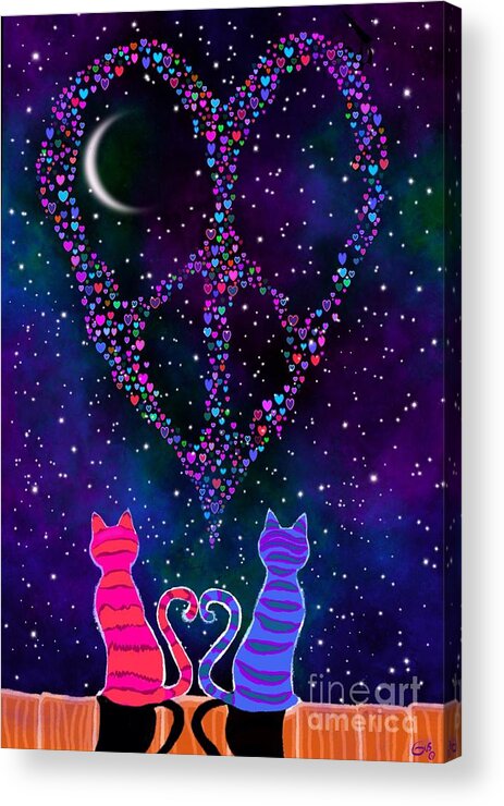Peace Acrylic Print featuring the painting Peace Heart Night by Nick Gustafson
