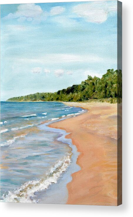 Beach Acrylic Print featuring the painting Peaceful Beach at Pier Cove by Michelle Calkins