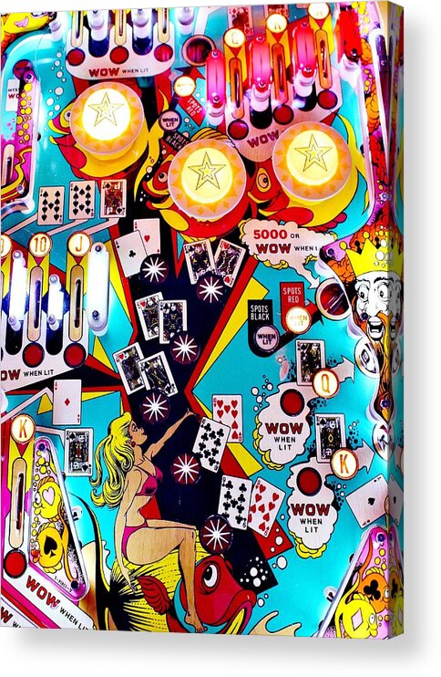 Pinball Acrylic Print featuring the photograph Poker Playfield by Benjamin Yeager