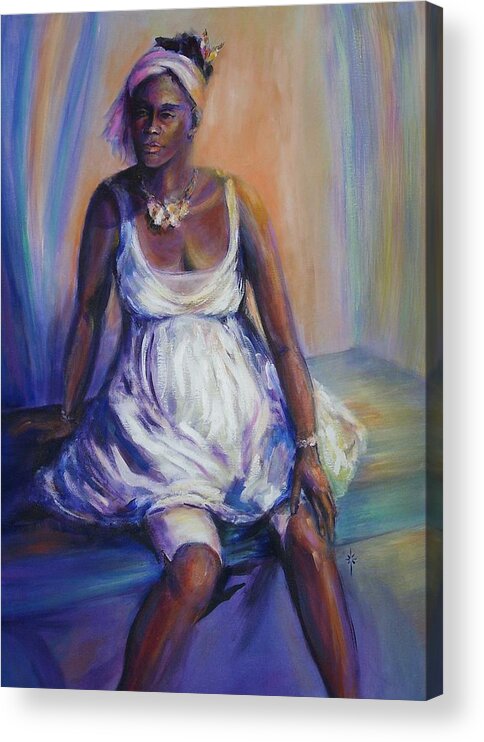 African American Acrylic Print featuring the painting Pondering The Future by Jodie Marie Anne Richardson Traugott     aka jm-ART