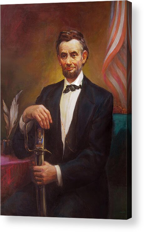 Abraham Acrylic Print featuring the painting President Abraham Lincoln by Svitozar Nenyuk