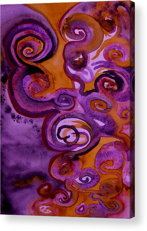 Abstract Acrylic Print featuring the painting Psychedelic Purple Erebor by Beverley Harper Tinsley