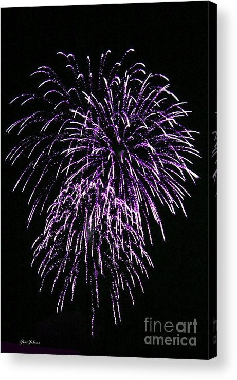 Fireworks Acrylic Print featuring the photograph Purple fire by Yumi Johnson