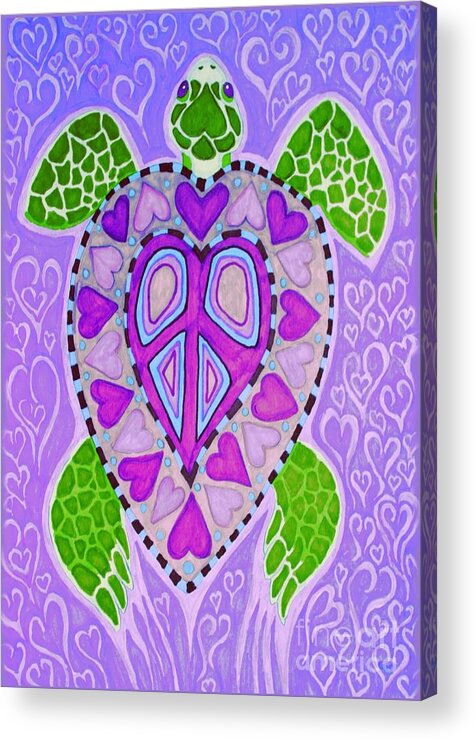 Turtle Acrylic Print featuring the drawing Purple Heart Turtle by Nick Gustafson