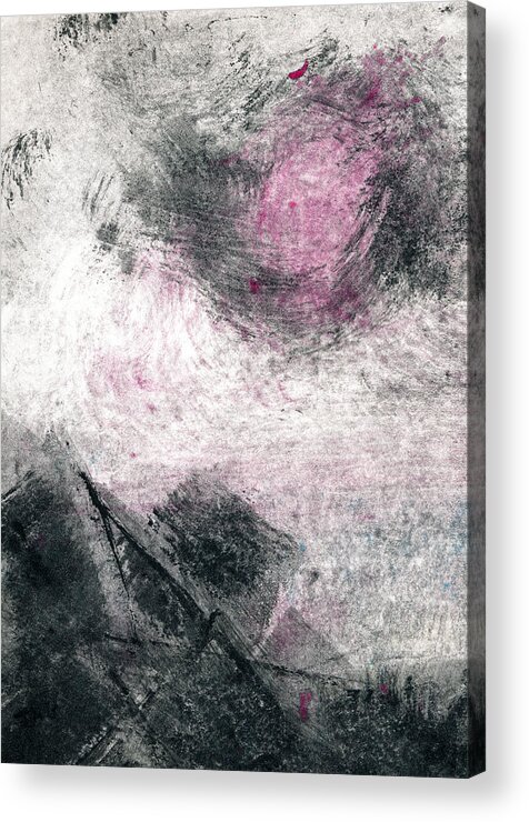 Ink Monoprint Acrylic Print featuring the painting Red Reflections by Janet Gunderson