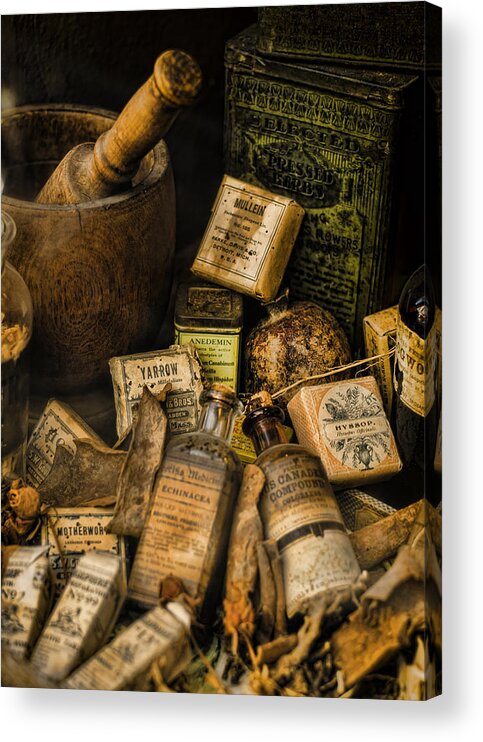 Pharmacy Acrylic Print featuring the photograph Remedies by Heather Applegate