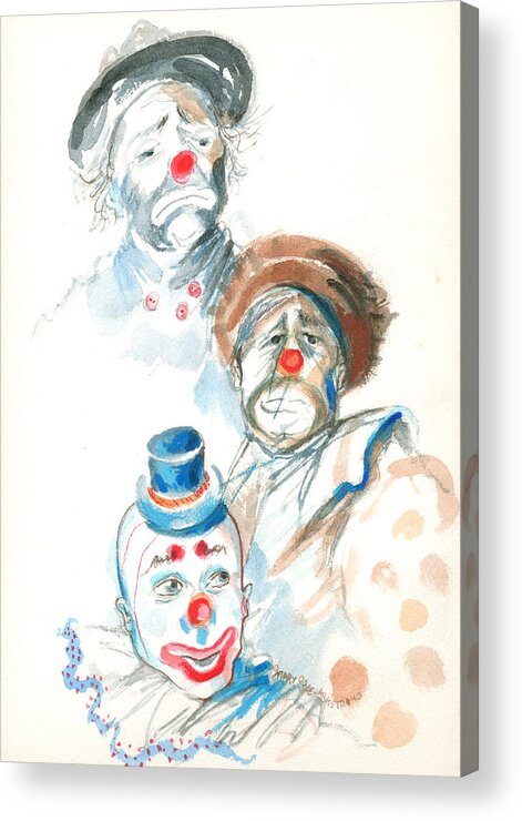 Watercolor Acrylic Print featuring the painting Remember the Clowns by Mary Armstrong