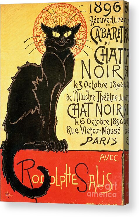 Paris Acrylic Print featuring the painting Reopening of the Chat Noir Cabaret by Theophile Steinlen