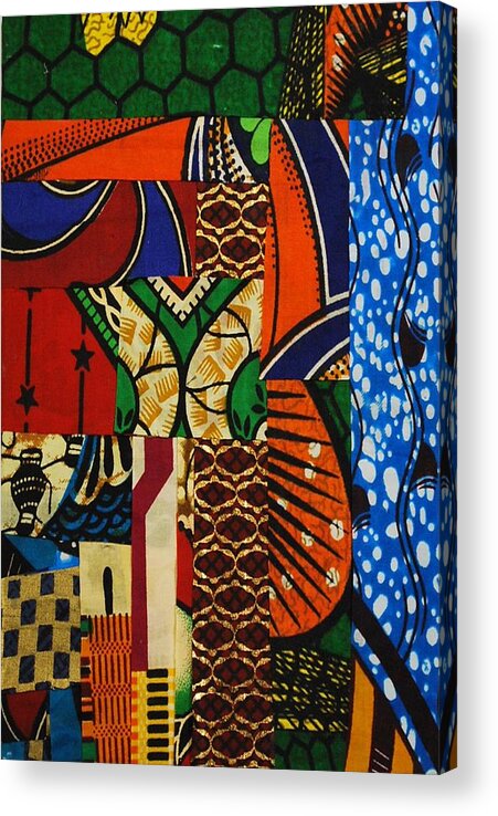 Textile Art Acrylic Print featuring the tapestry - textile Riverbank by Apanaki Temitayo M