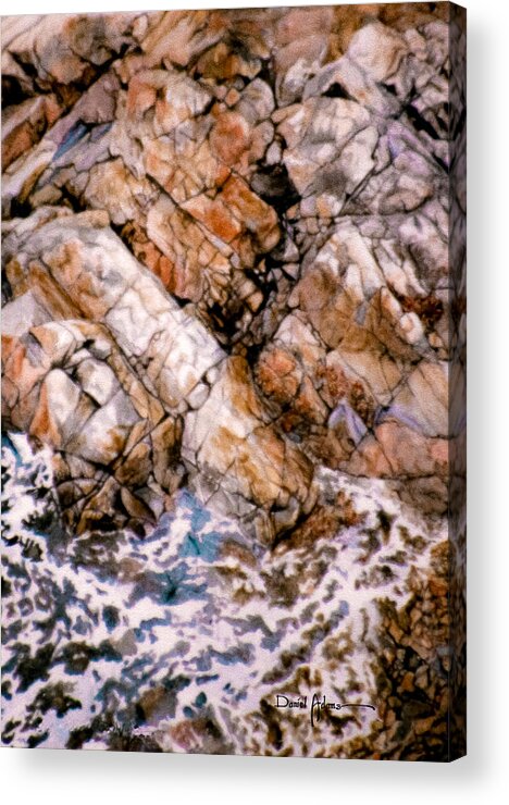 Landscape Acrylic Print featuring the painting Rocky Shoreline by Daniel Adams by Daniel Adams