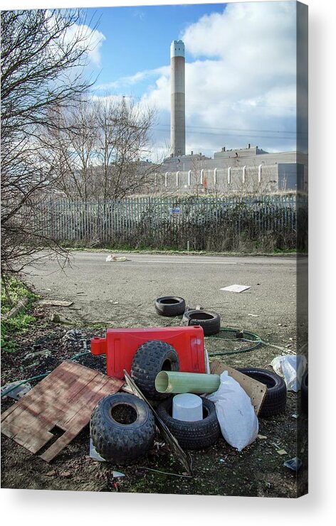 Rubbish Acrylic Print featuring the photograph Rubbish Dumped Near Power Station by Robert Brook