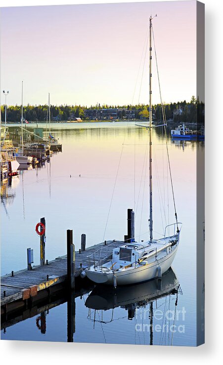 Boat Acrylic Print featuring the photograph Sailboat at sunrise by Elena Elisseeva
