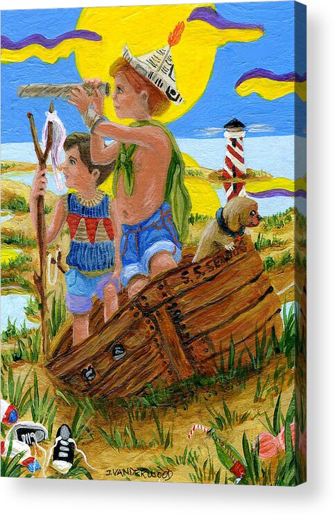 Boys Acrylic Print featuring the painting Sailing Dreams by Jacquelin L Westerman