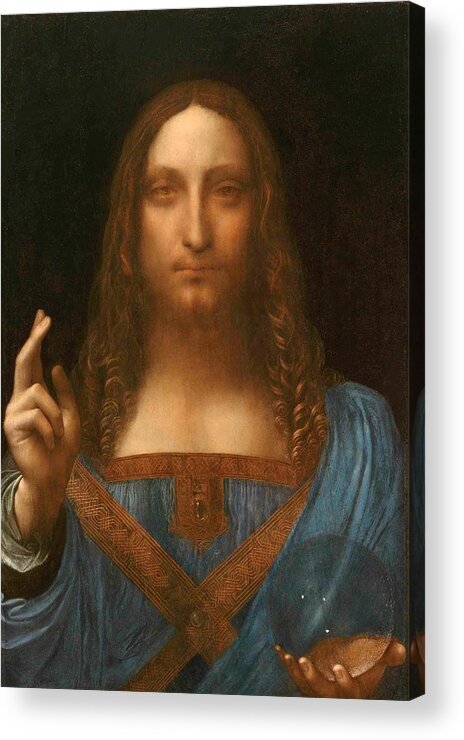 1500 Acrylic Print featuring the painting Salvator Mundi by Leonardo da Vinci
