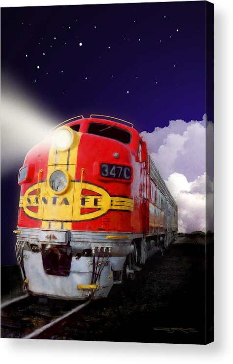 Locomotive Acrylic Print featuring the painting Santa Fe Loco by Patrick J Osborne