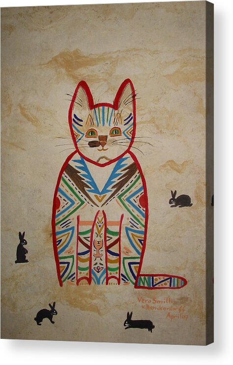 Fancy Acrylic Print featuring the painting Sarah's Cat by Vera Smith