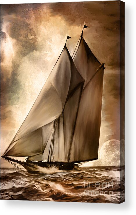 Cutter Acrylic Print featuring the painting Sea stories. by Andrzej Szczerski