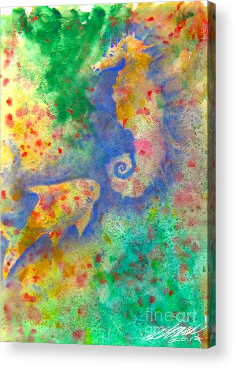 Seahorse Acrylic Print featuring the painting Seahorse Reef by Michael D