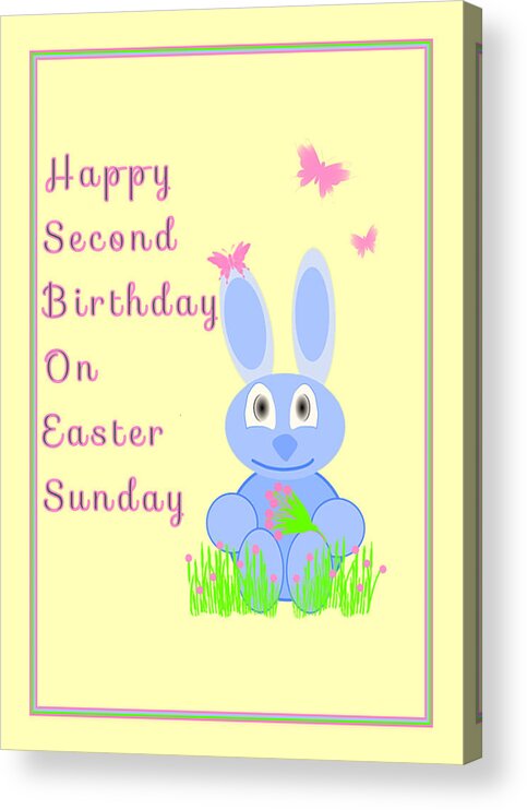Easter Acrylic Print featuring the mixed media Second Birthday on Easter by Rosalie Scanlon
