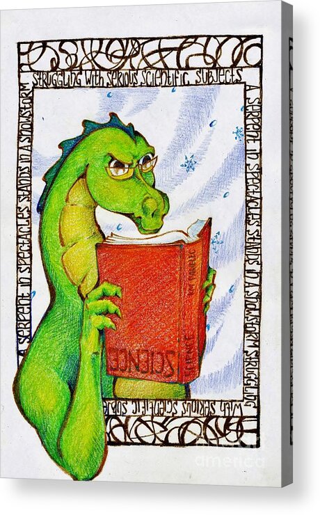 Dragon Acrylic Print featuring the drawing Serious Study by K M Pawelec
