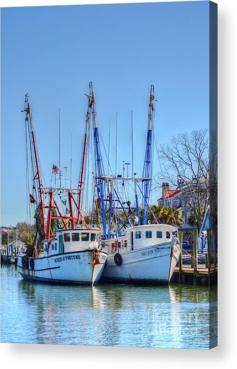 Scenic Acrylic Print featuring the photograph Shem Creek Shrimp Boats by Kathy Baccari