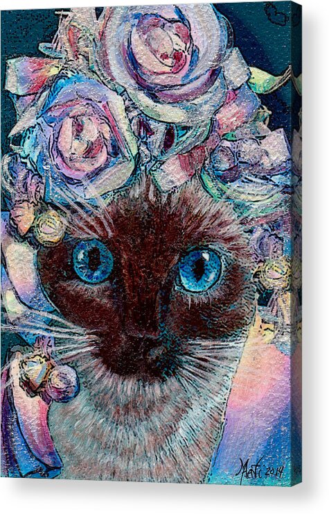 Siamese Cat Acrylic Print featuring the painting Siamese Bride by Michele Avanti