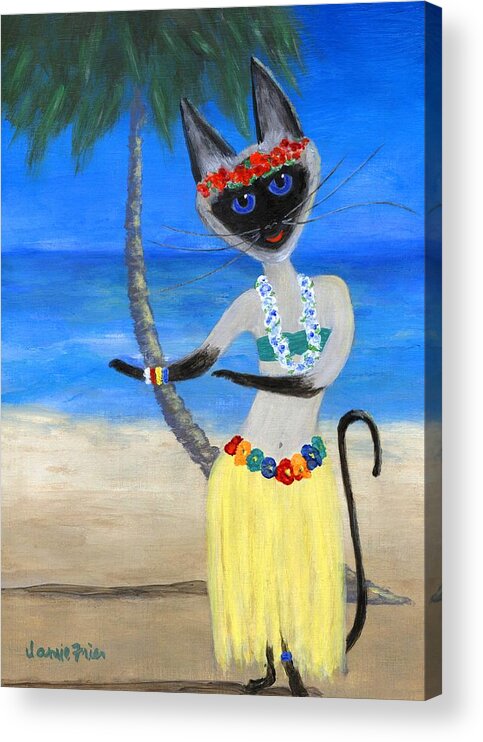 Siamese Acrylic Print featuring the painting Siamese Queen of Hawaii by Jamie Frier