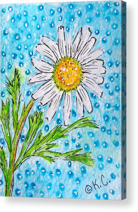 Daisy Acrylic Print featuring the painting Single Summer Daisy by Kathy Marrs Chandler