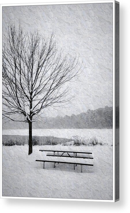 Landscape Acrylic Print featuring the photograph Snow Covered Picnic Table by Crystal Wightman
