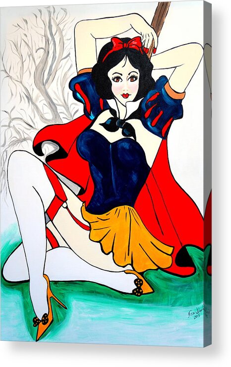Snow White Acrylic Print featuring the painting Snow White by Nora Shepley