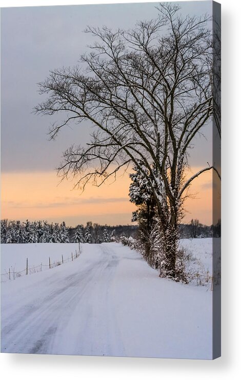 Snow Acrylic Print featuring the photograph Snowy Country Road by Holden The Moment