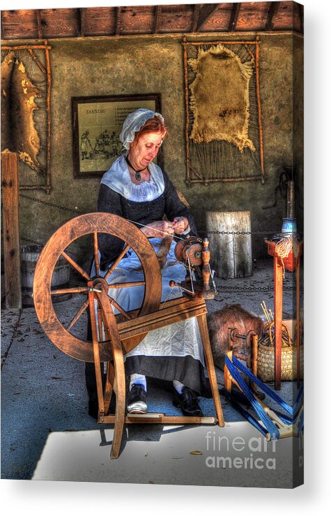 Historic Acrylic Print featuring the photograph Spinning Yarn by Kathy Baccari