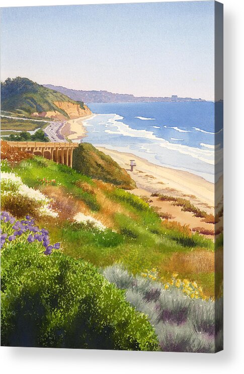 California Acrylic Print featuring the painting Spring View of Torrey Pines by Mary Helmreich