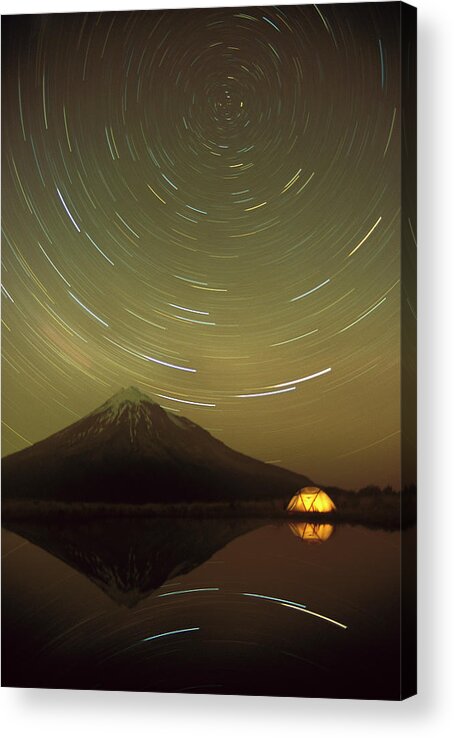 00260287 Acrylic Print featuring the photograph Star Trails Around South Celestial Pole by Harley Betts