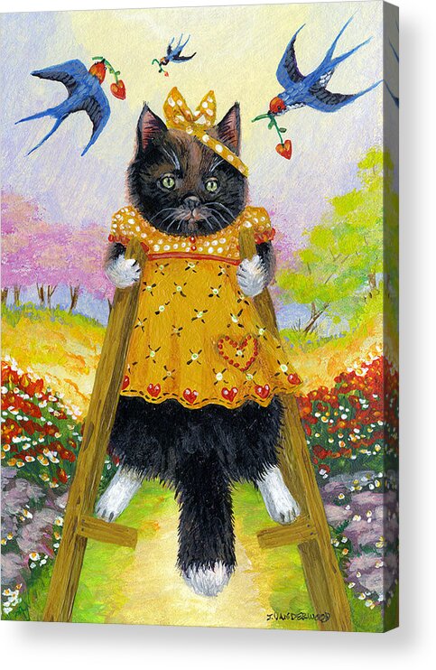 Cat Acrylic Print featuring the painting Stilts by Jacquelin L Vanderwood Westerman