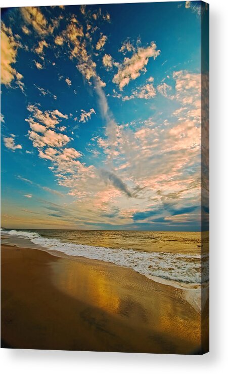 Seashore Acrylic Print featuring the photograph Sunrise coming at the shore. by Bill Jonscher