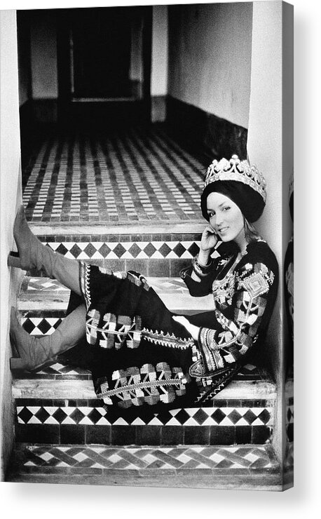 Society Acrylic Print featuring the photograph Talitha Getty Wearing A Berber Wedding Dress by Maurice Hogenboom